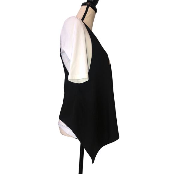 Vest Black Asymmetric Size S Layers Button Front Top Lagenlook Korean Style Goth - Picture 2 of 6